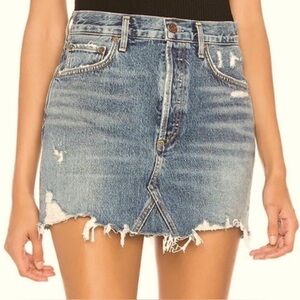 AGOLDE QUINN HI RISE MINI SKIRT
IN RANSOM RAW CUT HEM 27